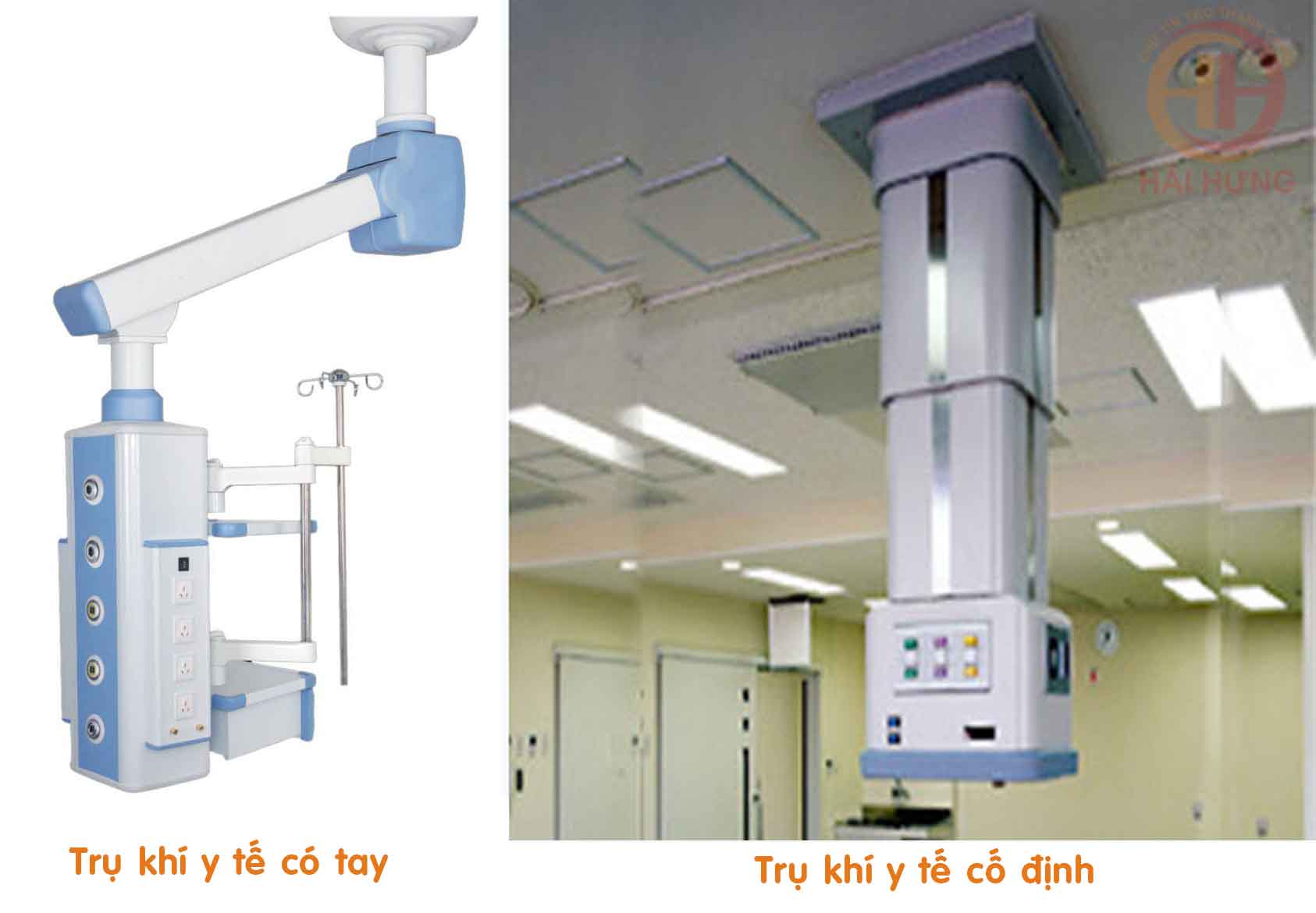 Trụ khí y tế có tay và cố định